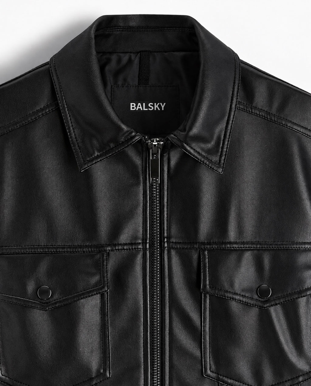 BLACK TRUCKER LEATHER JACKET