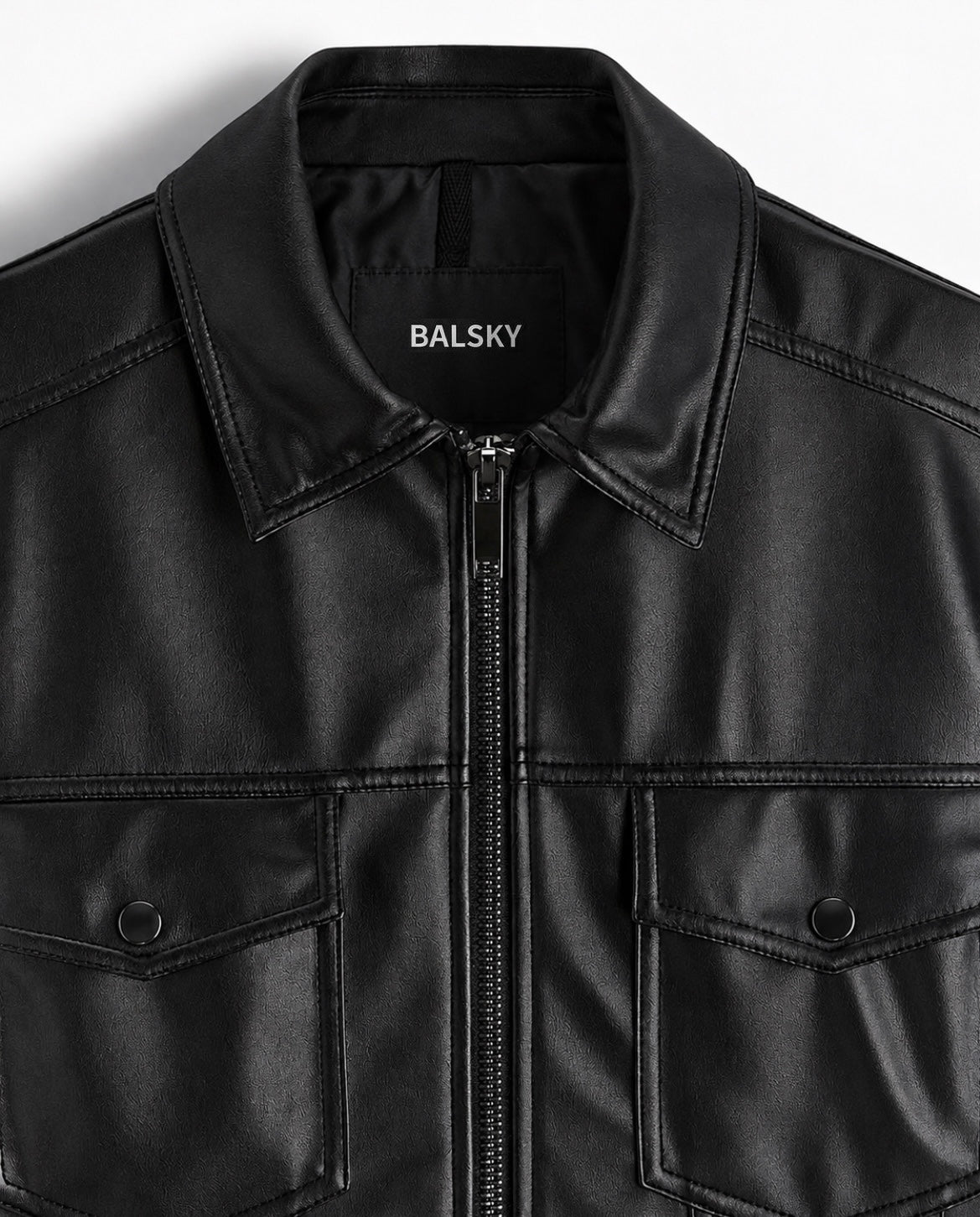 BLACK TRUCKER LEATHER JACKET