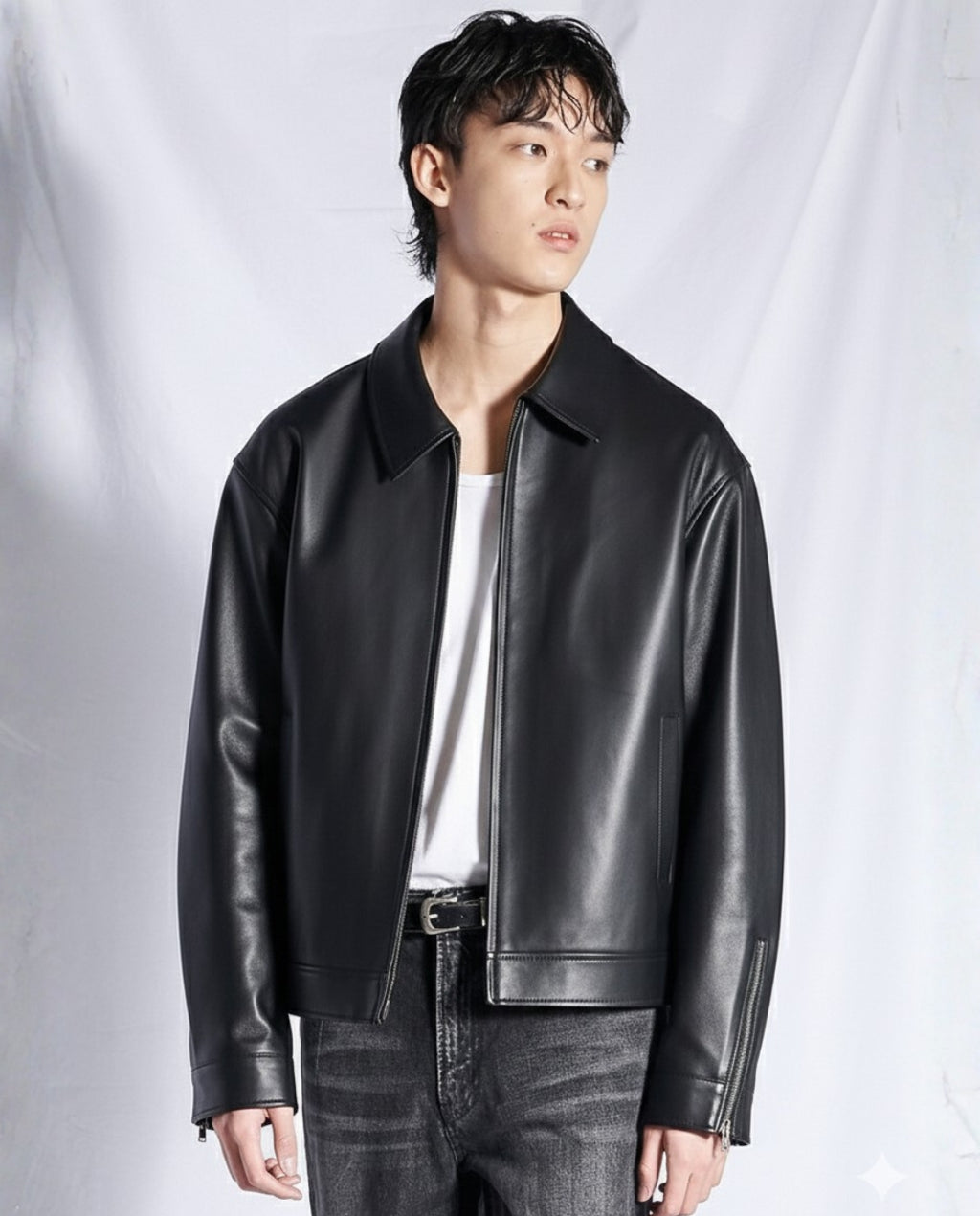 COLLARED LEATHER JACKET