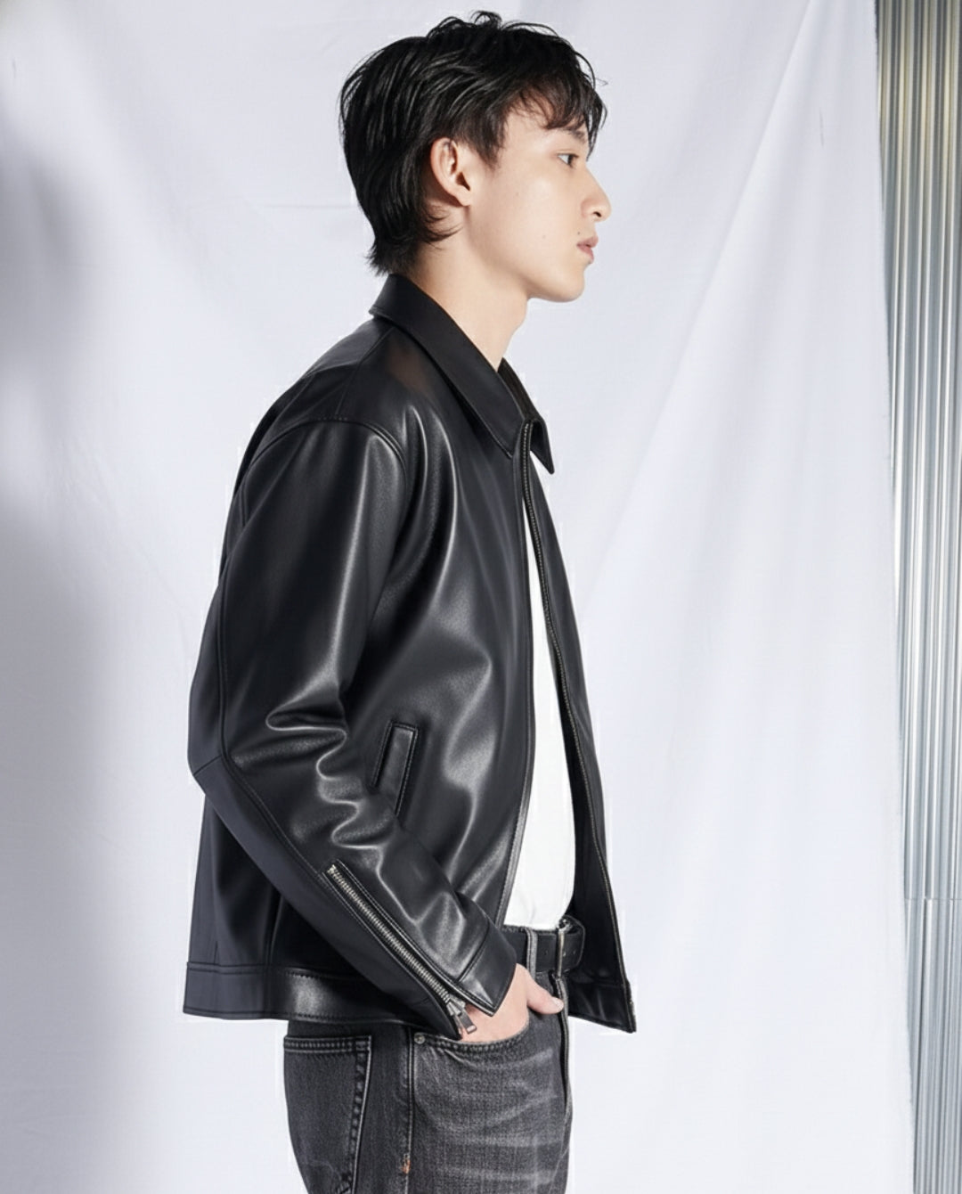 COLLARED LEATHER JACKET