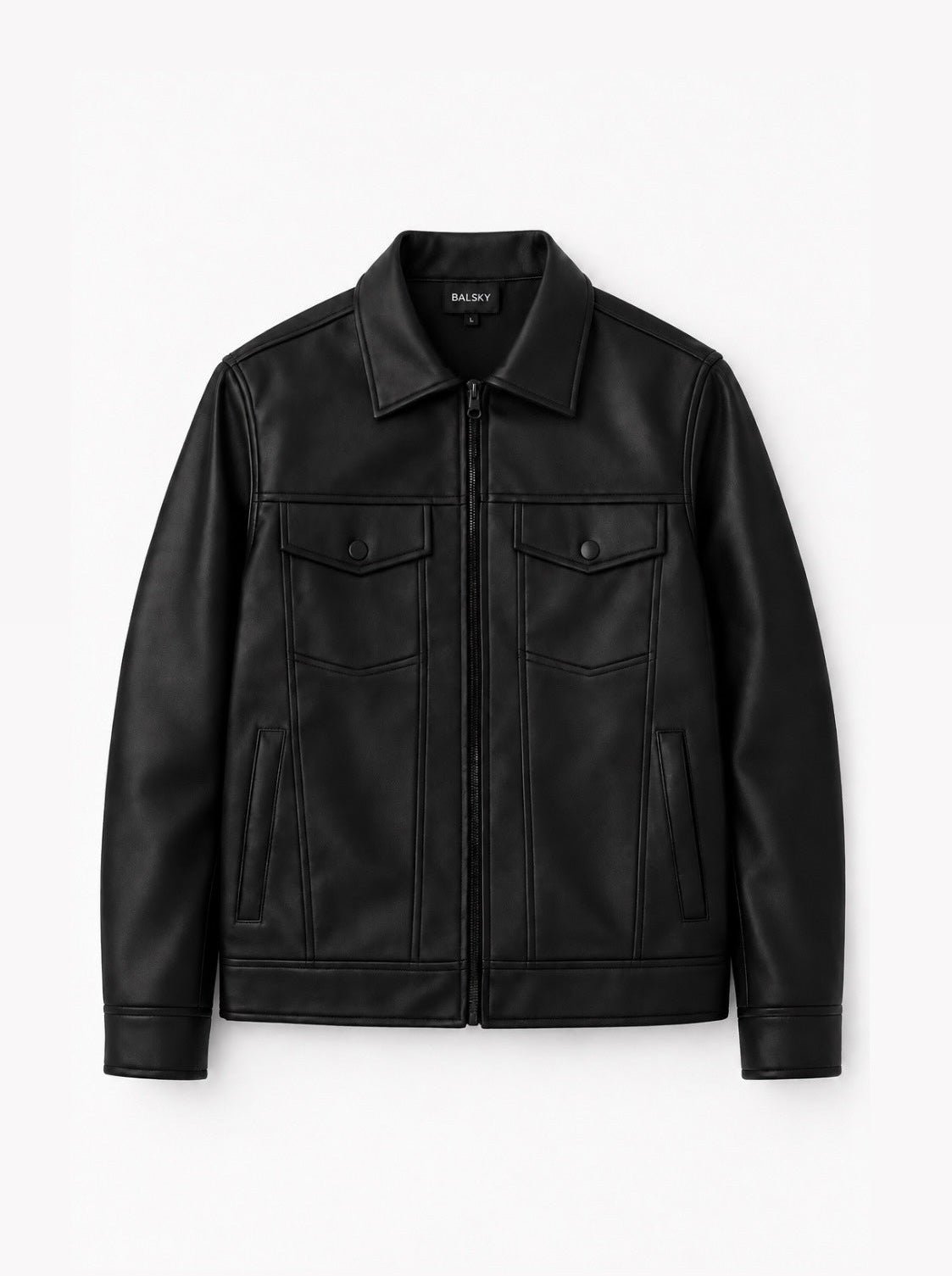 BLACK TRUCKER LEATHER JACKET