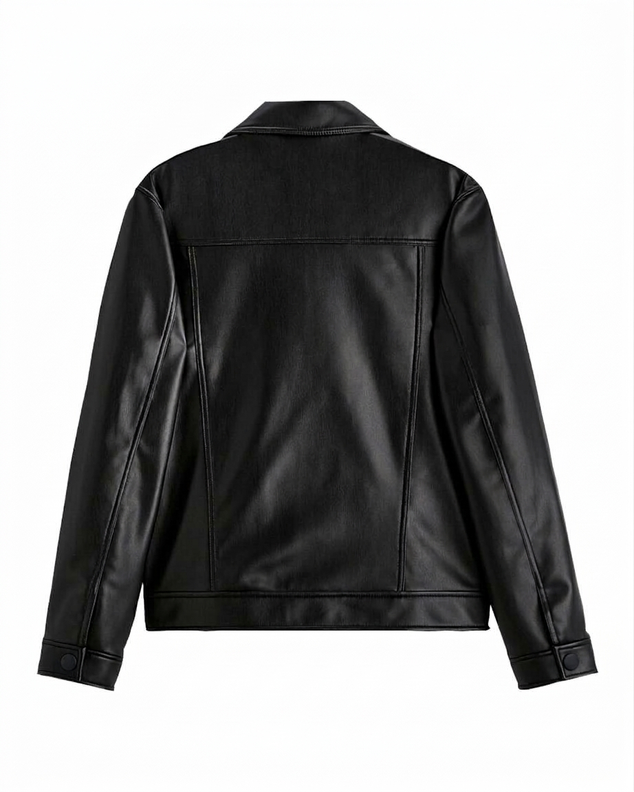 BLACK TRUCKER LEATHER JACKET